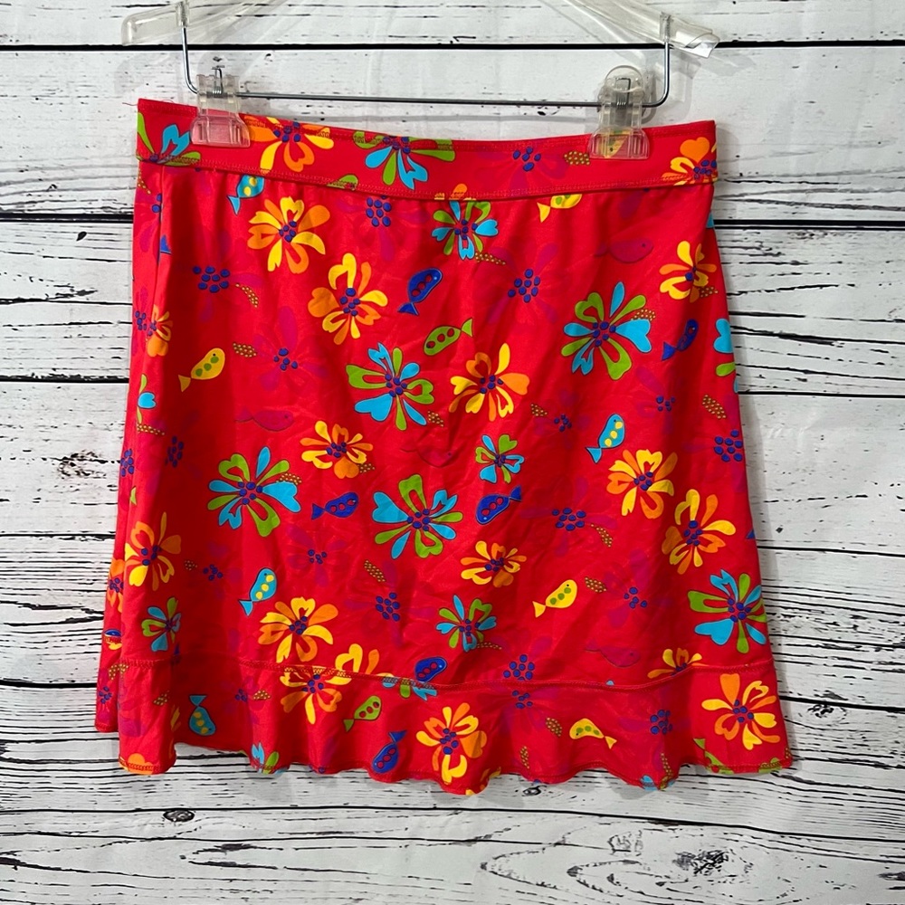 Fresh Produce splash swim cover up fish flowers womens flutter hem sz L